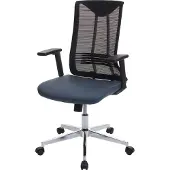 Mendler Bureaustoel -J53, bureaustoel ergonomisch kunstleder ~ blauw-grijs