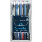 Schneider rollerball - One Hybrid N - naaldpunt - 0,5mm - 4 stuks assorti kleuren - S-183594