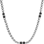 Fossil Ketting 'JF03314040' zwart / zilver