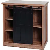 MCW Ladekast -K75, kastplank, schuifdeur 5 opbergvakken, houtlook industrieel metaal 84x80x40cm ~ bruin