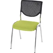 MCW Bezoekerstoel T401, stapelbare conferentiestoel, stof/textiel ~ zitting groen, poten chroom