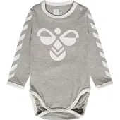Hummel Rompertje/body 'Flipper' grijs gemêleerd / wit