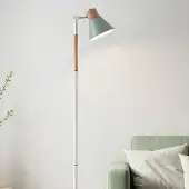LumenXL Retro staande lamp Elsie met hout met groene kap