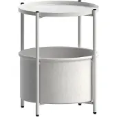 ML-Design Bijzettafel Sonoma met opbergmand | metaal wit 45.5x45x52 cm bijzettafels | NADUVI