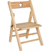 Atmosphera Kinder uitklap stoeltje Stars - naturel - hout - D33 x H52 cm - bijzet stoeltjes voor kinderen - klapstoelen