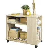 SoBuy FBT34-N Bijzettafel - Wood Composite Woonkamertafel met Zwenkwielen