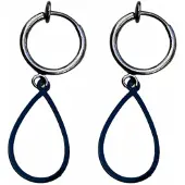 Charme Bijoux Klem oorbellen -zwart -open- druppel-geen gaatje-