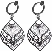 Charme Bijoux Klem oorbellen- zwart -filigraan-geen gaatje-
