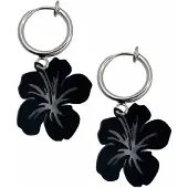Charme Bijoux Klem Oorbellen-Zwart-Bloem-geen gaatje-