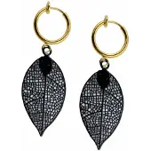 Charme Bijoux Klem oorbellen-Filigraan-Zwart-Goudkleurige-geen gaatje-