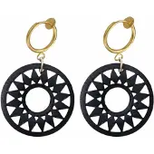 Charme Bijoux Klem oorbellen -hout -zwart- goudkleurig-geen gaatje-