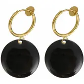 Charme Bijoux Klem oorbellen -Emaille -zwart-geen gaatje-
