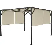 Mendler Pergola Baia, tuinpaviljoen terrasoverkapping, stevig 6cm stalen frame + schuifdak ~ 4x3m