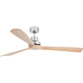 Faro Plafondventilator Lantau XL, Ø 168 cm, mat nikkel/dennenhout XL, alu / grijs / zink, Woon-/ Eetkamer, metaal
