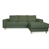 Ebuy24 Nordic bank met chaise longue rechts gericht groen.