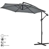 Casa.pro Zweefparasol staal Ø 270x245 cm incl. kruisvoet grijs