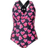 Ulla Popken Badpak pink / rosa / zwart / wit