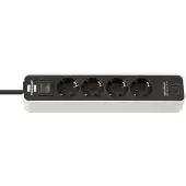 Brennenstuhl Ecolor 4-voudige stekkerdoos met 2 USB-laadpoorten (meervoudige stekkerdoos USB C met schakelaar en 1,5m kabel)