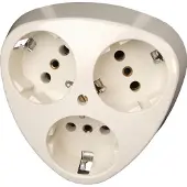 Kopp Stopcontacten, STANDAARD - Wandcontactdoos met randaarde, 3-voudig, complete eenheid, kleur: roomwit
