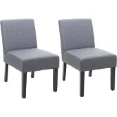 Mendler Set van 2 eetkamerstoelen -F61, loungestoel, stof/textiel ~ donkergrijs