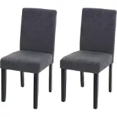 Mendler Set van 2 eetkamerstoelen Keukenstoel Littau ~ textiel, antracietgrijs, donkere poten
