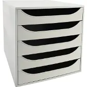 Exacompta Classic Ladekastje Kunststof Lichtgrijs 5 Lades 28,4 x 34,8 x 29 cm