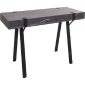 MCW Console tafel -L54, telefoontafel werktafel bijzettafel opbergtafel, metaal 75x100x40cm ~ marmer look grijs