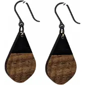 Charme Bijoux 100% Allergievrije lange Oorbellen- Dilara- Hout-Zwart-Bruin-