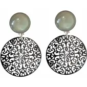 Charme Bijoux Clip oorbellen -grijs-zwart -filigraan- geen gaatje-