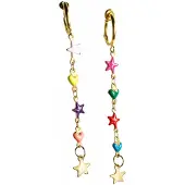 Charme Bijoux Klem oorbellen -emaille -lang- hart -ster-geen gaatje-