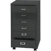 MCW Verrijdbare ladekast -L49, stalen ladekast archiefkast, metaal 75x40x41cm 6 laden ~ donkergrijs