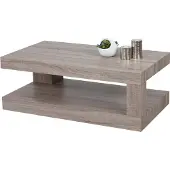 Mendler Salontafel -A32, woonkamertafel, 3D structuur, 40x110x60cm MVG-gecertificeerd ~ donkere eik-look