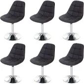 MCW Set van 6 eetkamerstoelen -A60, draaistoel, chroom ~ kunstleer bruin