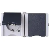 Kopp Wandcontactdoos RA dubbel opbouw spatwaterdicht Mat antraciet/wit IP44 horizontaal