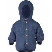 Engel - Kinder Kapuzenjacke mit Holzknöpfen - Wollen vest 86/92, blauw