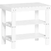 SoBuy FSR02-K-W Schoenenbank - Witte Opbergbank in Massief Hout