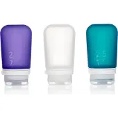Human Gear - GoToob+ 3-Pack - reisflesje - flacon - lekvrij - herbruikbaar - lichtgewicht - Medium - 74ML - Clear/Purple/Teal