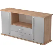 Hjh OFFICE PRO KAPA SB | Dressoir | met deuren + laden - Walnoot/Zilver Sideboard Rail handvat (kunststof)