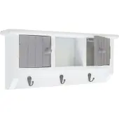 MCW Toetsenbord -A48, sleutelkast met deuren, massief hout MVG-gecertificeerd ~ grijs-wit