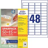Avery-Zweckform L4736REV-65 Universele etiketten 45.7 x 21.2 mm Papier Wit 65 vellen Weer verwijderbaar Inkjet, Laser (zwart/wit), Laser (kleur), Kopiëren