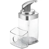 Simplehuman - Zeepdispenser Handpomp Kunststof Mat met Houder 650 ml - Transparant - Nikkel