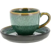 Bitz espressokop met schotel 7 cl Groen-zwart