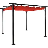 Mendler Pergola -C42, tuinpaviljoen, stabiel 6cm frame + schuifdak ~ 3x3m terracotta