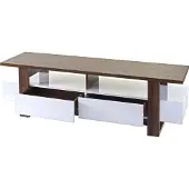 Mendler TV-rek -B51, TV-tafel lowboard meubel, 3D structuur hoogglans walnoot look 46x150x45cm