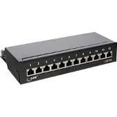InLine Premium CAT6a Gigabit DIN Rail Patch Panel 1U met 12 poorten - afgeschermd / zwart