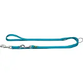 Hunter - Verstellbare Führleine Nylon - Hondenriem Länge max. 200 cm - Breite 2,5 cm, blauw