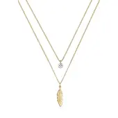 Elli Halsketting Veer Boho Kristal 925 Sterling Zilver verguld