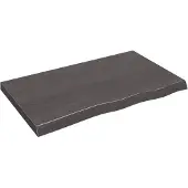 vidaXL - Wastafelblad - 100x60x(2-6) - cm - behandeld - massief - hout - donkerbruin