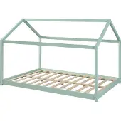 En.casa Kinderbed Cerro huisbed met bedbodem 140x200 cm mint