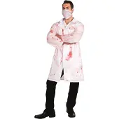 Boland verkleedjas Dr. Mad polyester wit/rood